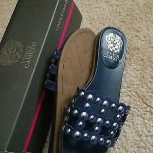 Vince camuto silver studded blue sandals 7 1/2